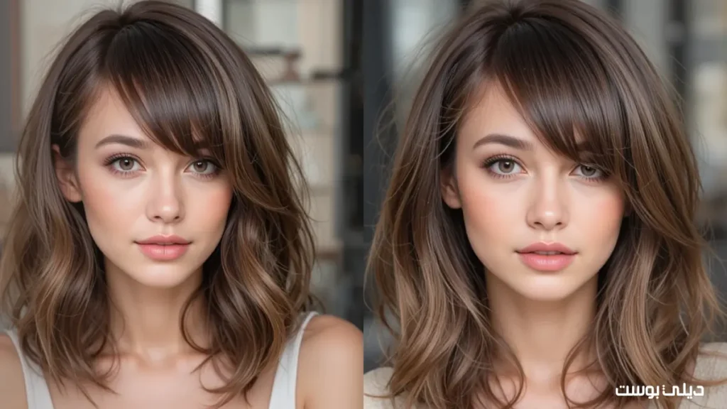 القصة المدرجة مع الغرة الجانبية (French Cut with Side Bangs)